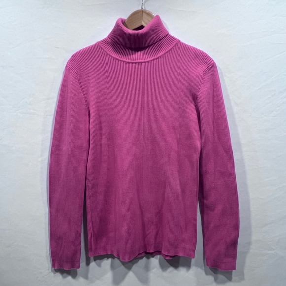 Orvis Sweaters - Orvis Womens Pink Ribbed Knit 100% Cotton Turtleneck Sweater Size M Long Sleeve